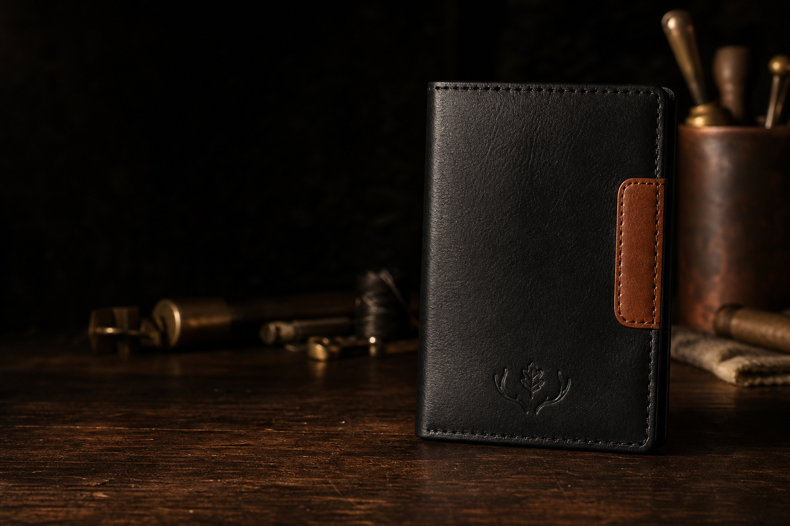 WG-01 Vertical Wallet in Black and Walnut