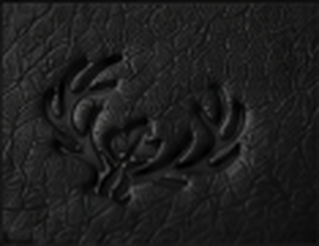 Close detail of full-grain leather and Oak Buck maker's mark